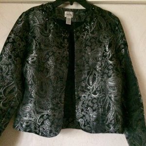 Chico’s Black and Silver Beaded Jacket Sz 0 (4)